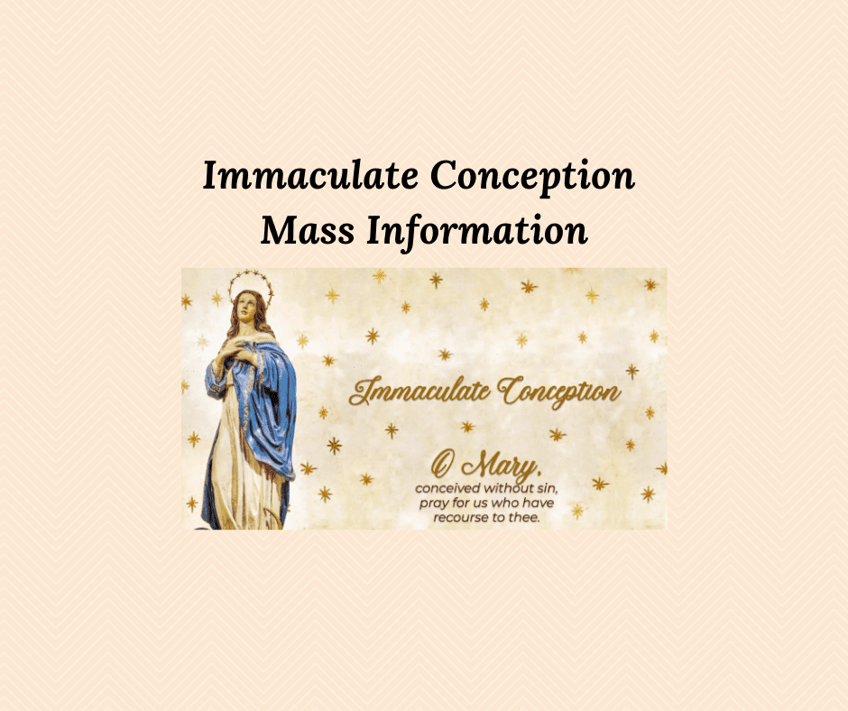 Immaculate Conception Schedule of Masses Information